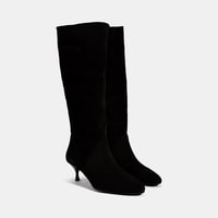 Kadın Siyah Süet Deri Çizme