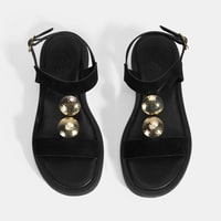 Kadın Siyah Süet Gold Aksesuarlı Sandalet