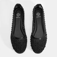 Kadın Siyah Taş Detaylı Fileli Babet