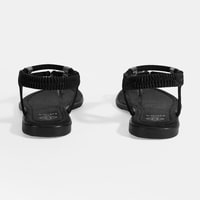 Kadın Siyah Taşlı Lastik Bantlı Parmak Arası Sandalet