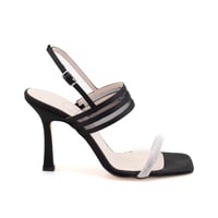 Kadın Siyah Taşlı Saten Abiye Ayakkabı