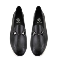 Kadın Siyah Toka Aksesuarlı Deri Babet