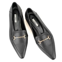 Kadın Siyah Toka Aksesuarlı Deri Loafer