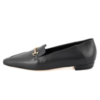 Kadın Siyah Toka Aksesuarlı Deri Loafer