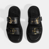 Kadın Siyah Toka Detaylı Deri Terlik 