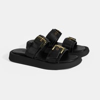 Kadın Siyah Toka Detaylı Deri Terlik 