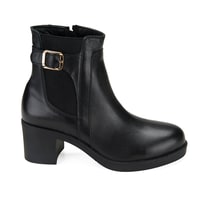 Kadın Siyah Topuklu Deri Bot
