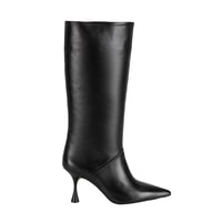 Kadın Siyah Topuklu Deri Çizme