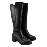 Kadın Siyah Topuklu Deri Çizme