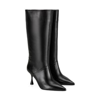 Kadın Siyah Topuklu Deri Çizme