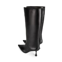 Kadın Siyah Topuklu Deri Çizme