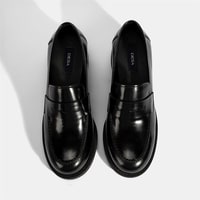 Kadın Siyah Topuklu Deri Loafer