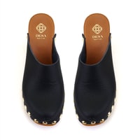 Kadın Siyah Topuklu Deri Sabo