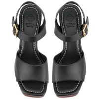Kadın Siyah Topuklu Deri Sandalet