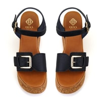 Kadın Siyah Topuklu Deri Sandalet