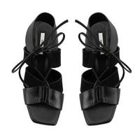 Kadın Siyah Topuklu Deri Sandalet