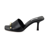 Kadın Siyah Topuklu Deri Terlik