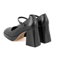 Kadın Siyah Topuklu Mary Jane Deri Klasik Ayakkabı