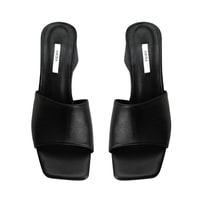 Kadın Siyah Topuklu Napa Deri Terlik