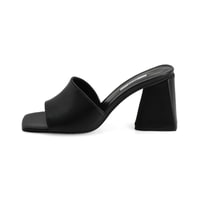 Kadın Siyah Topuklu Napa Deri Terlik
