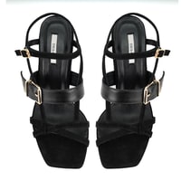 Kadın Siyah Topuklu Süet Deri Sandalet