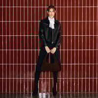 Kadın Siyah Yakalı Deri Bomber Ceket