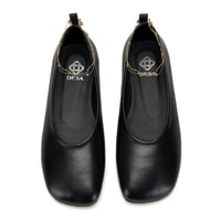 Kadın Siyah Zincir Detaylı Babet