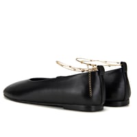 Kadın Siyah Zincir Detaylı Babet