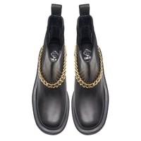 Kadın Siyah Zincir Detaylı Deri Chelsea Bot