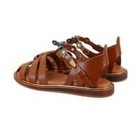 Kadın Taba Aksesuar Detaylı Deri Sandalet