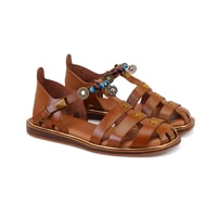 Kadın Taba Aksesuar Detaylı Deri Sandalet