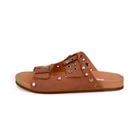 Kadın Taba Aksesuarlı Deri Terlik