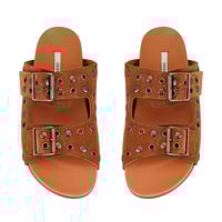 Kadın Taba Aksesuarlı Deri Terlik