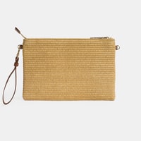 Kadın Taba Ananas Nakışlı Hasır Clutch