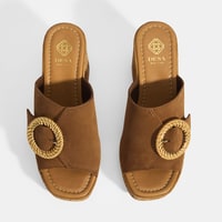 Kadın Taba Ayarlanabilir Toka Detaylı Süet Topuklu Terlik