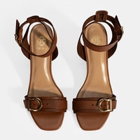 Kadın Taba Ayarlanabilir Tokalı Deri Topuklu Sandalet