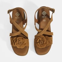 Kadın Taba Ayarlanabilir Tokalı Süet Topuklu Sandalet