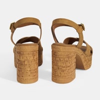 Kadın Taba Ayarlanabilir Tokalı Topuklu Süet Sandalet    