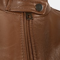 Kadın Taba Deri Biker Ceket