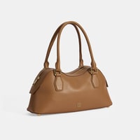 Kadın Taba Deri Çanta Aksesuarlı Büyük Omuz Çantası