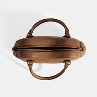 Kadın Taba Deri Çanta Aksesuarlı Mini El Çantası