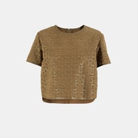 Kadın Taba Deri Detaylı Bluz