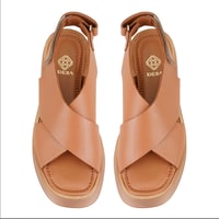 Kadın Taba Dolgu Topuklu Deri Sandalet