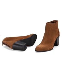 Kadın Taba Fermuarlı Topuklu Süet Bot