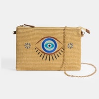 Kadın Taba Göz Nakışlı Hasır Clutch