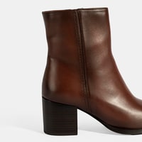 Kadın Taba Kalın Topuklu Deri Bot