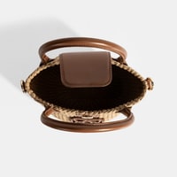 Kadın Taba Monogram Logolu Hasır Mini El Çantası