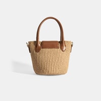 Kadın Taba Monogram Logolu Hasır Mini El Çantası