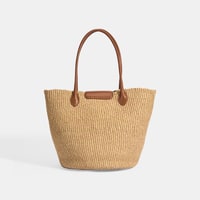 Kadın Taba Monogram Logolu Hasır Omuz Çantası