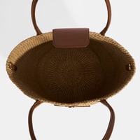 Kadın Taba Monogram Logolu Hasır Omuz Çantası